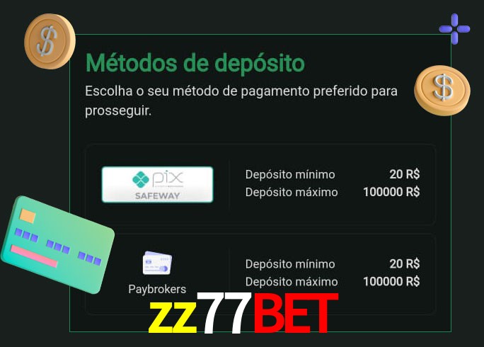 O cassino zz77bet oferece uma grande variedade de métodos de pagamento